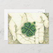 Carte Postale Viel Glück, keltischer Knoten, Kleeblatt, (Devant / Derrière)