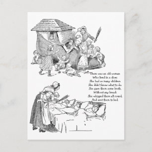 Carte Postale Vielle femme vivant dans la pépinière de chaussure