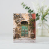 Carte Postale Vielle porte Turquoise en Crète, Grèce (Debout devant)