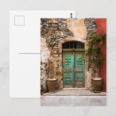 Carte Postale Vielle porte Turquoise en Crète, Grèce (Devant / Derrière)