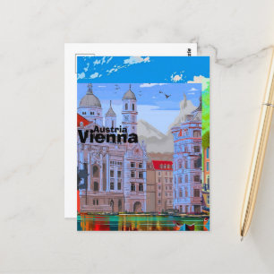 Carte Postale Vienna Travel Postcard Art, Austria Travel Art, Vi