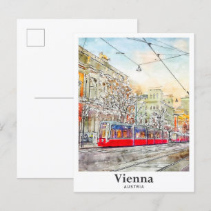 Carte Postale Vienne Autriche Aquarelle Dessin main