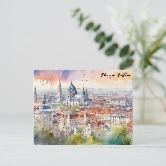 Carte Postale Vienne Autriche aquarelle peinture Panorama (Debout devant)