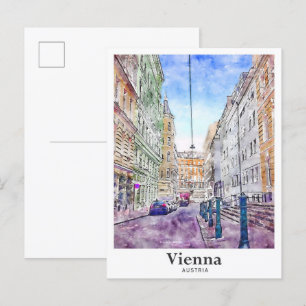 Carte Postale Vienne Autriche Art Voyage Aquarelle main tiré