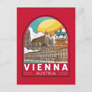 Carte Postale Vienne Autriche Emblème rétro Voyage