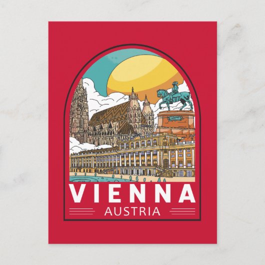 Carte Postale Vienne Autriche Emblème rétro Voyage (Devant)
