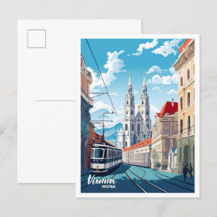 Carte Postale Vienne Autriche Illustration Vintage voyage