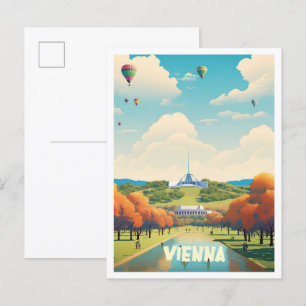 Carte Postale Vienne Autriche Illustration Vintage voyage d'art