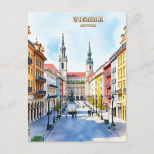Carte Postale Vienne moderne Autriche Peinture à l'aquarelle