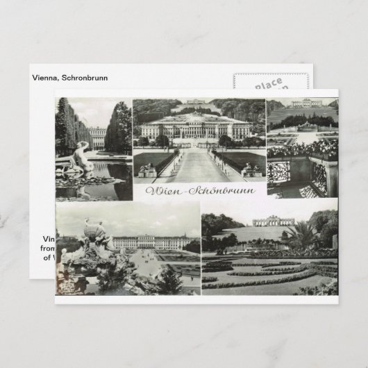 Carte Postale Vienne, Palais Schronbrunn, Autriche (Devant / Derrière)