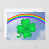 Carte Postale Vierblättriges Kleeblatt mit Regenbogen (Devant / Derrière)
