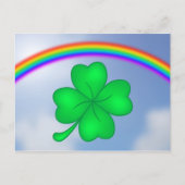 Carte Postale Vierblättriges Kleeblatt mit Regenbogen (Devant)