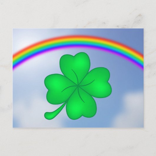Carte Postale Vierblättriges Kleeblatt mit Regenbogen (Devant)