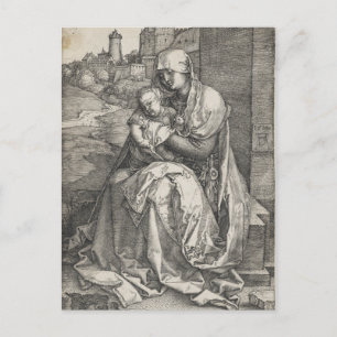 Carte Postale Vierge assise par un mur par Albrecht Durer