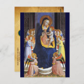 CARTE POSTALE VIERGE AVEC ENFANT, ANGELS ET SAINTS (Devant / Derrière)