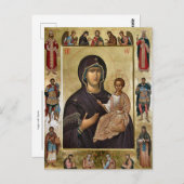 Carte Postale Vierge avec saints Orthodoxe Icône chrétienne (Devant / Derrière)