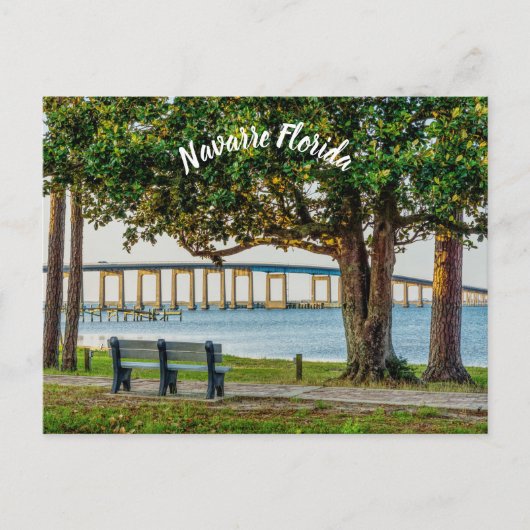 Carte postale vierge Banc et pont du parc de Navar (Devant)