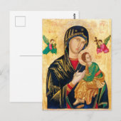 Carte Postale Vierge byzantine Marie et icône enfant Noël (Devant / Derrière)