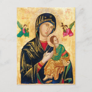 Carte Postale Vierge byzantine Marie et icône enfant Noël
