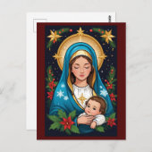 Carte Postale Vierge catholique chrétienne Marie Noël (Devant / Derrière)
