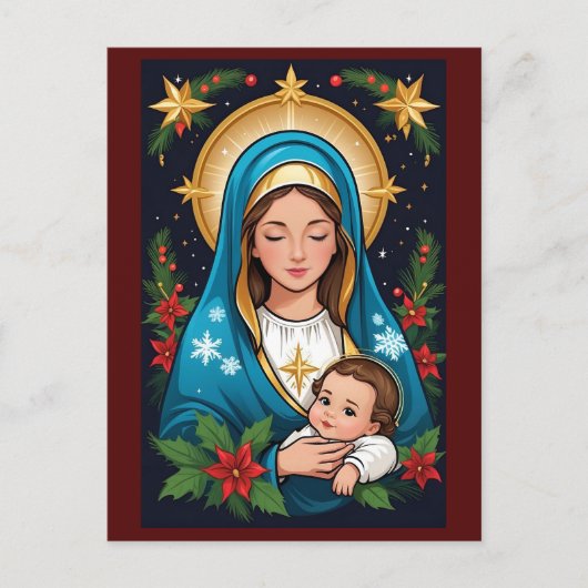 Carte Postale Vierge catholique chrétienne Marie Noël (Devant)