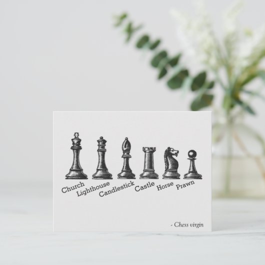 Carte Postale Vierge d'échecs drôle (Debout devant)