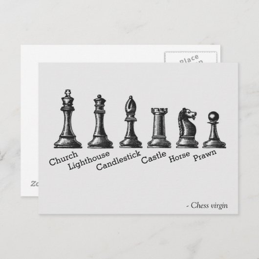 Carte Postale Vierge d'échecs drôle (Devant / Derrière)