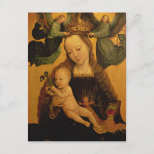Carte Postale Vierge et enfant couronné par deux anges, c.1520