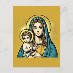 Carte Postale Vierge Marie avec bébé Jésus Christ