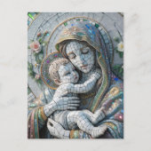Carte Postale Vierge Marie et bébé Jésus | Statue mosaïque (Devant)