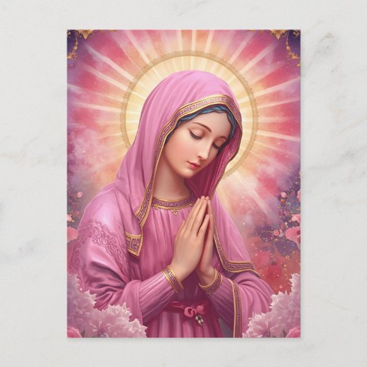 Carte Postale Vierge Marie priant Noël (Devant)