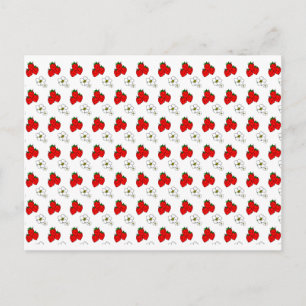 Carte postale vierge motif fraises et fleurs