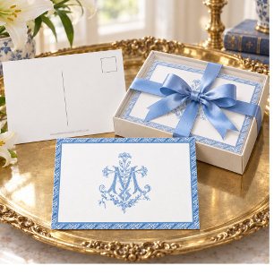 Carte Postale Vierge religieuse Marie Croix marianiste Lys bleus
