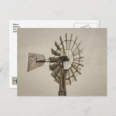 Carte postale vierge sépia de la roue d'un moulin  (Devant / Derrière)