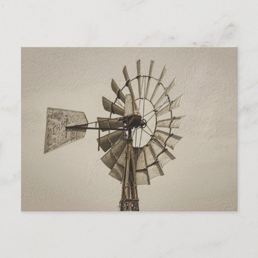 Carte postale vierge sépia de la roue d'un moulin  (Devant)