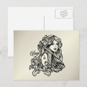 Carte Postale Vierge Vierge Zodiaque Doré (Devant / Derrière)