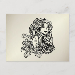 Carte Postale Vierge Vierge Zodiaque Doré