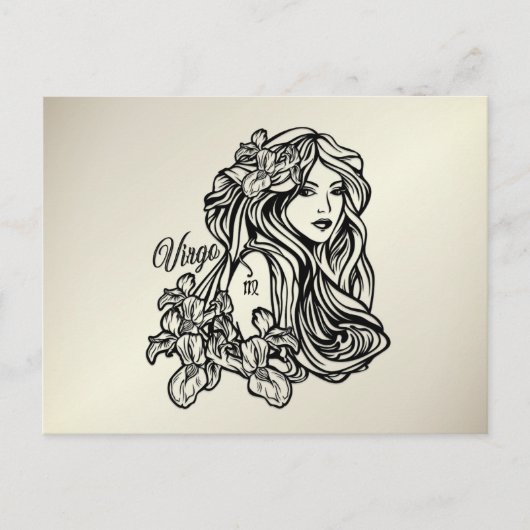 Carte Postale Vierge Vierge Zodiaque Doré (Devant)