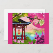 Carte Postale Viêt-nam Pagode Aquarelle Voyage (Devant / Derrière)