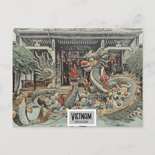 Carte Postale Vietnam Dragon Temple, Date personnalisable (Devant)