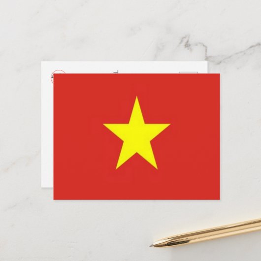 Carte Postale Vietnam - Drapeau - (Devant/Arrière en situation)