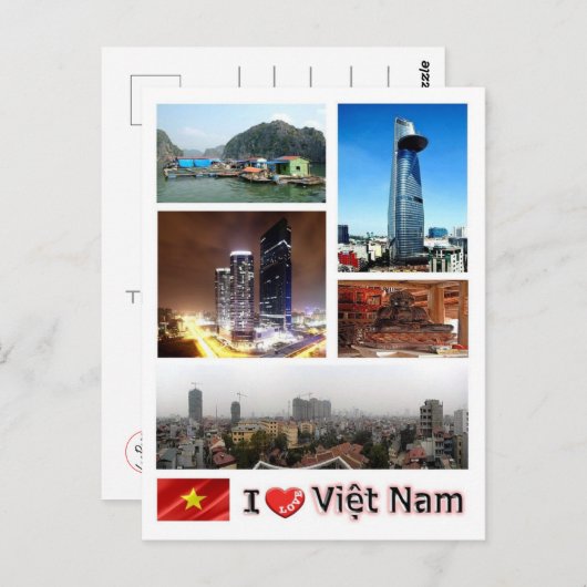 Carte Postale Vietnam - J'adore - (Devant / Derrière)