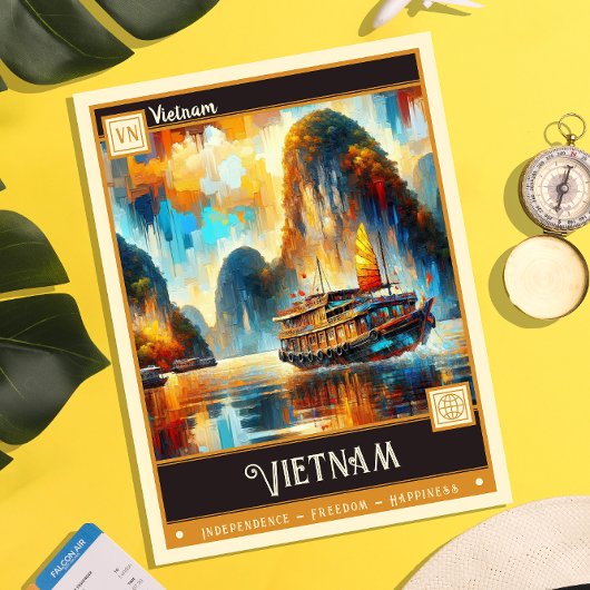 Carte Postale Vietnam | Peinture Vintage