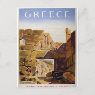 Carte Postale Vieux Advert Grèce Mycenae Porte Des Lionesses
