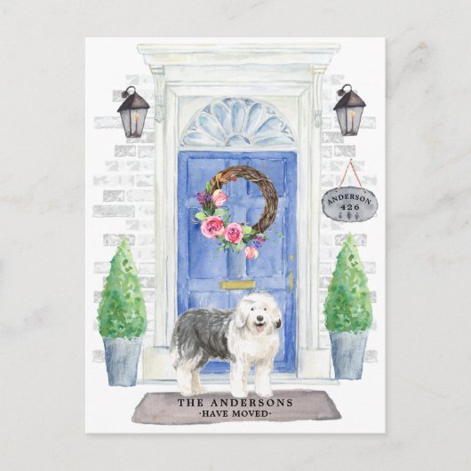 Carte Postale Vieux anglais Sheepdog Moving Faire-part (Devant)