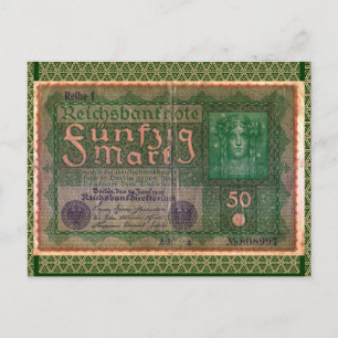 Carte Postale Vieux argent : 50 Mark allemand