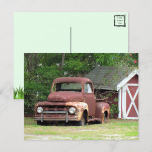 Carte postale Vieux Camion Rouge
