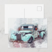 Carte Postale Vieux camion rouillé Vintage (Devant / Derrière)