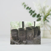 Carte Postale vieux fûts de bois de térébenthine (Debout devant)