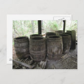 Carte Postale vieux fûts de bois de térébenthine (Devant / Derrière)